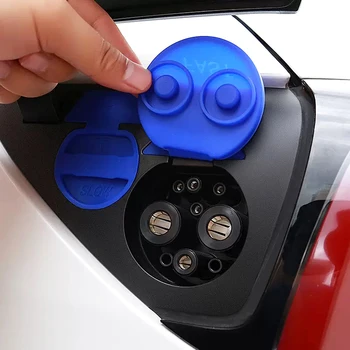 

Car Charging Port Protective Cover For Tesla Model 3 logo battery Charger port Waterproof Dust cover sticker styling Accessories
