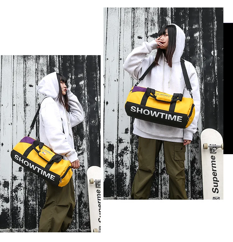 Large-Volume Wet And Dry Separation Sports Gym Bag Multi-functional Cylinder Travel Bag Single Shoulder Backpack Shoulder Portab