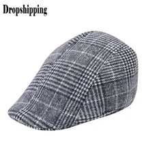 Мужские береты с полосатым принтом в стиле ретро с бархатом внутри, женские мягкие клетчатые ретро шапки, Повседневные Дышащие зимние теплые удобные береты# ZD