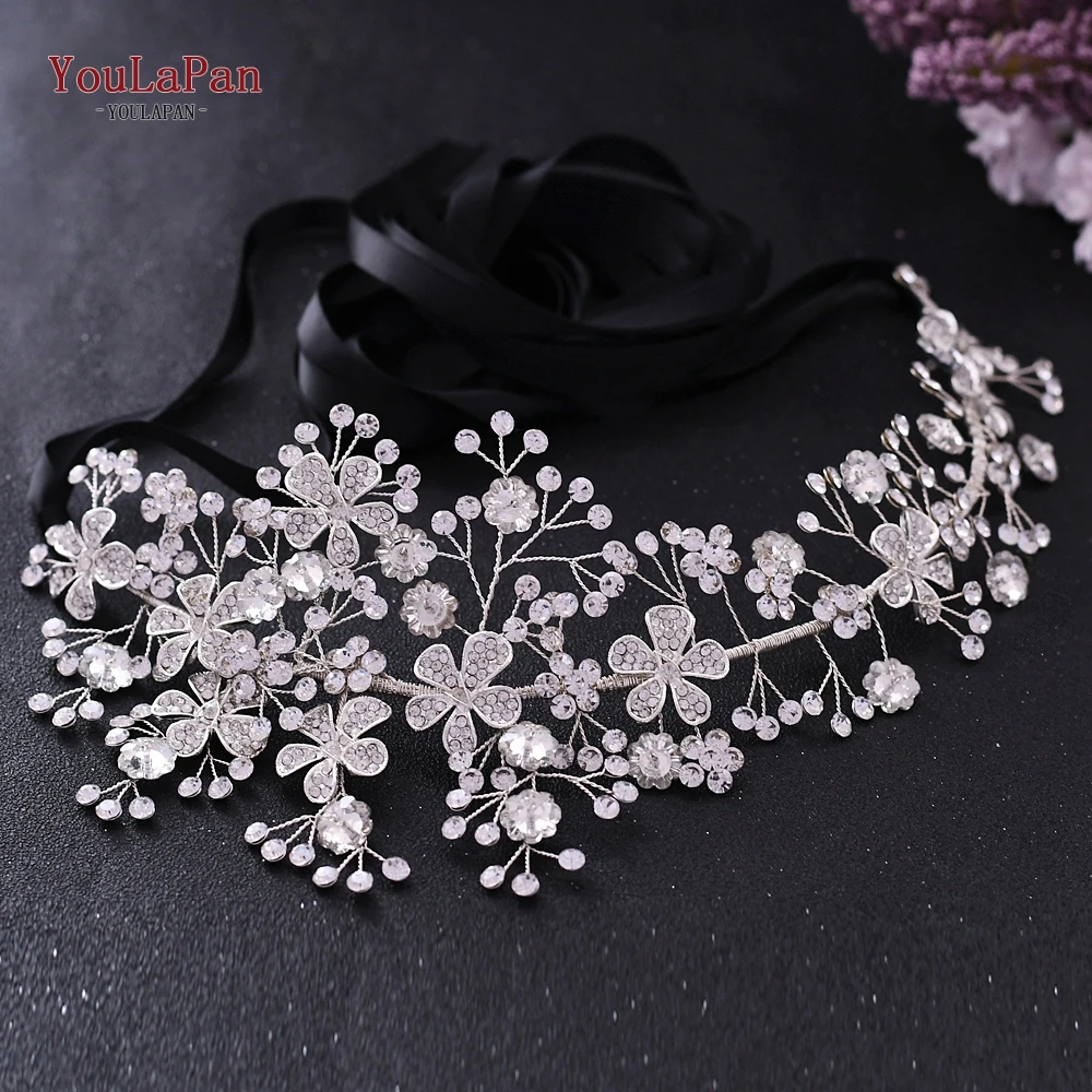 Black ribbon YouLaPan SH273 пояс с серебряными бриллиантами свадебное платье пояс с бриллиантовым цветком Цветочный Пояс для невесты белый пояс для платья для женщин - Цвет: Black ribbon