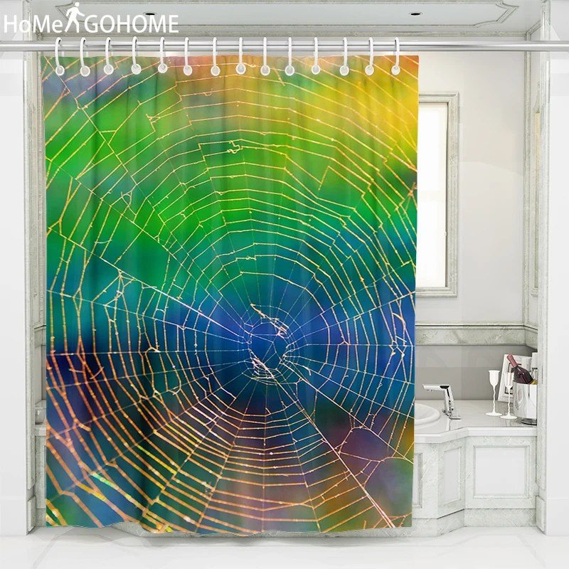 

Ombre Spider Web 3D Bath Shower Curtains Waterproof Polyester Fabric Washable Bathroom Shower Curtain Screen with Hooks 8 Size