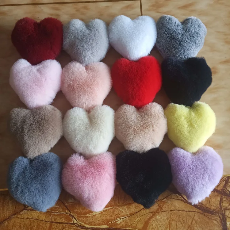 Heart Pom pon Ball for Women Shoes Handbag Keychain, Phone Fashion, DIY Accessories