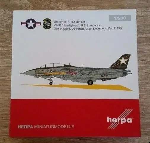 Herpa Grumman F-14A Tomcat VF-33 starfightors USS Америка сидровый залив операция достижения документ марта 1986 1/200 литая модель
