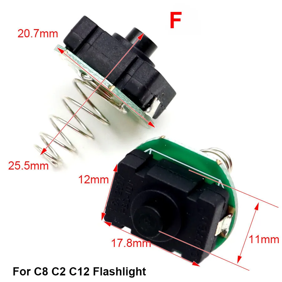 Various LED Flashlight Torch Switch 501B 502B C8 Push Button Click Clicky Switch Module Lantern Light DIY Parts Side Tail button light switch kit remote switch