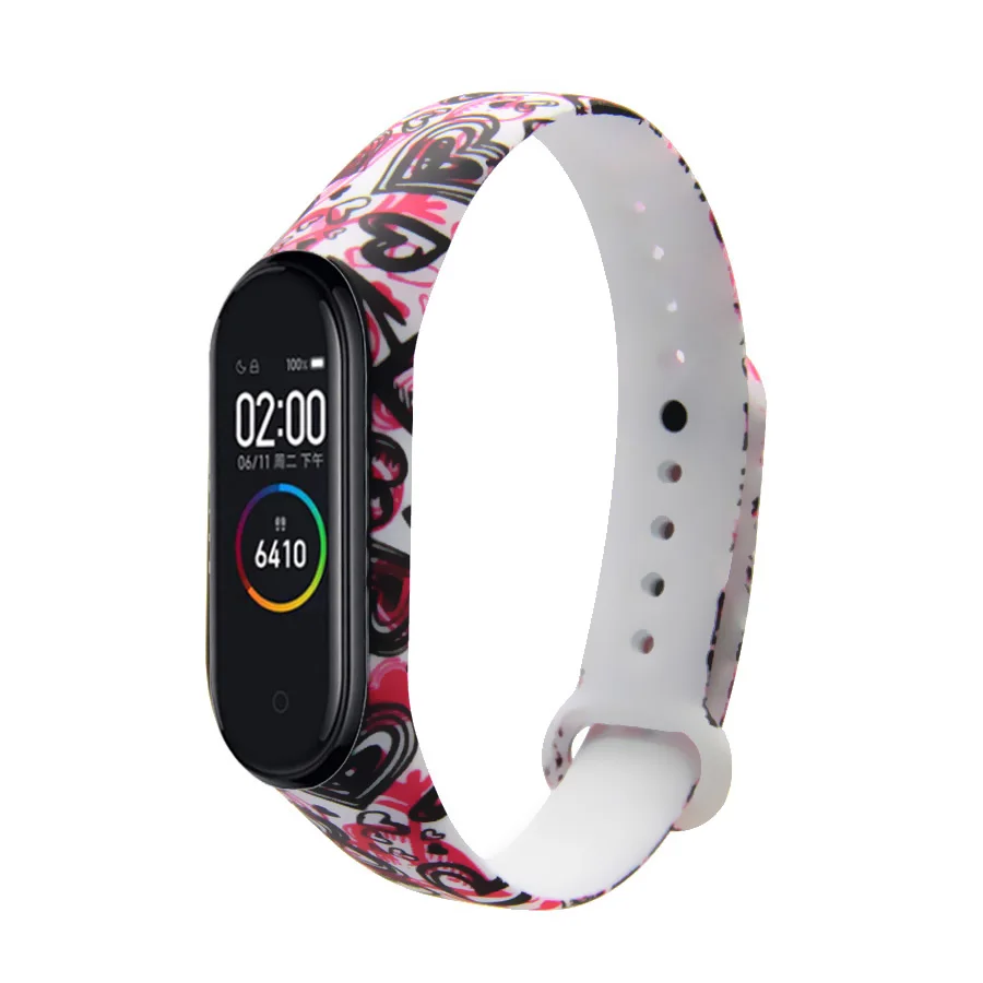 Браслет mi band 4 3 Силиконовый ремешок для печати фотографий браслет mi band 3 4 ремешок correa модный спортивный ремешок для xiaomi mi 4 3