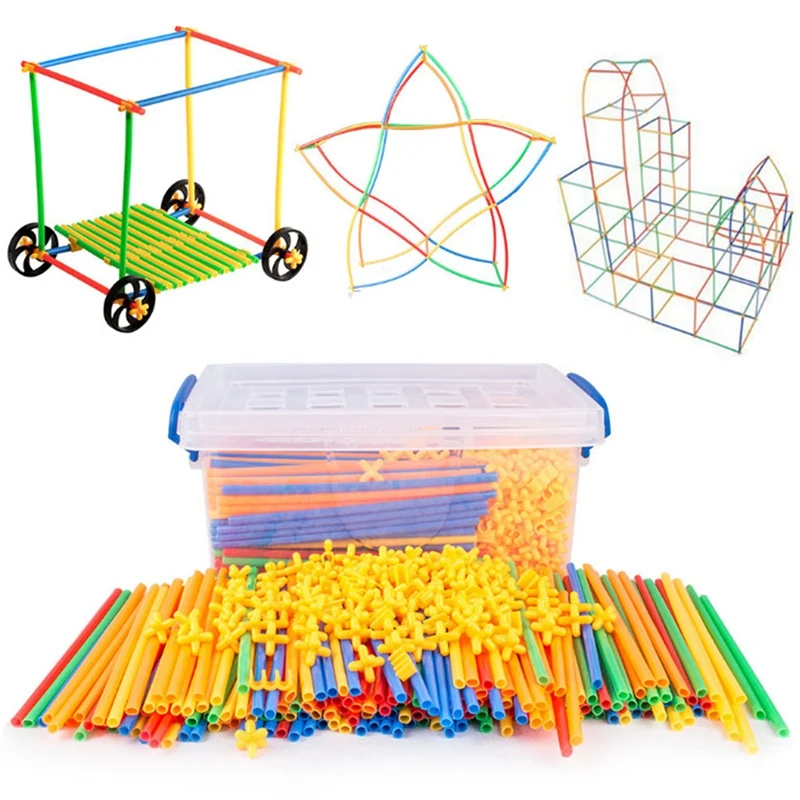 New  4D Space Straw Stitching Assembly Buliding Blocks Toys Children'S Puzzle Straws Toys Pipette Stitch