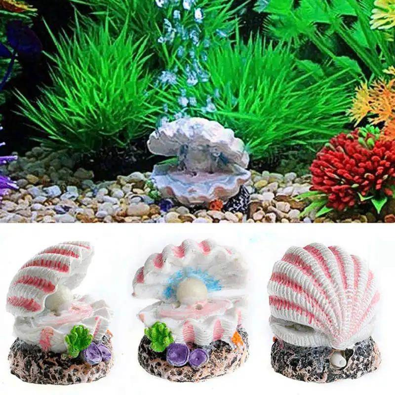 HLZS-Shell Pearl Air Stone Aquarium Fish Tank Shell Bubbler Bubbling Ornament Decor