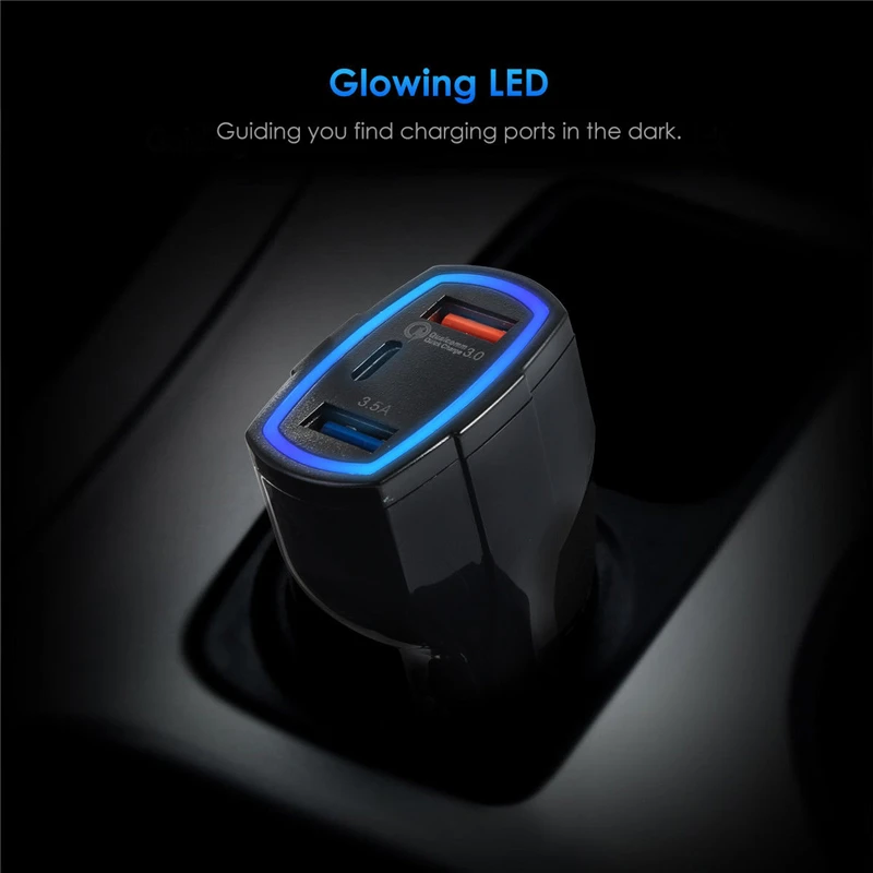 QC3.0 адаптер быстрой зарядки 2 USB порта+ Быстрая автомобильная сигарета типа C 5 В/3,0 А USB быстрая зарядка 3,0 Автомобильное зарядное устройство QC Быстрая Зарядка 4
