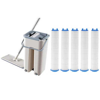

1set ic Automatic Spin Mop Hand Free Washing Microfiber Fiber Cleaning Cloth & 5 Piece Hand Shower Filter Core