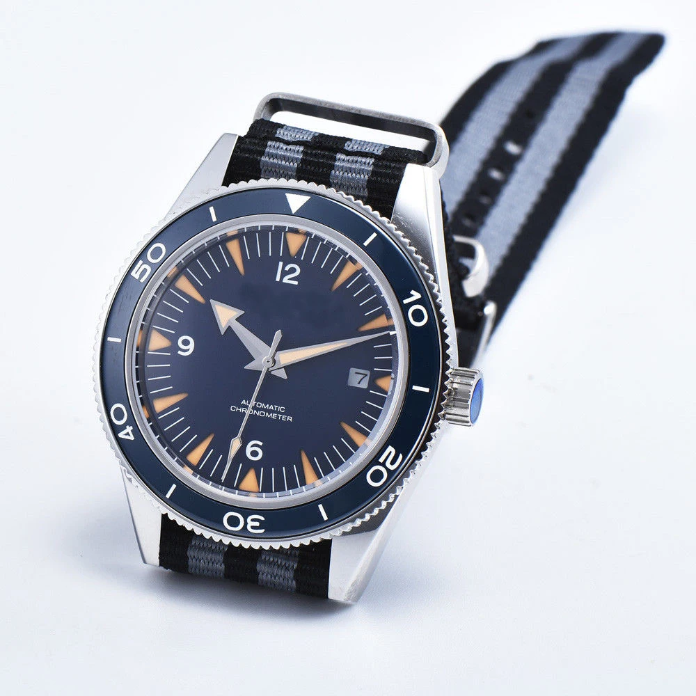 

Corgeut 41mm Sterile dial Sapphire Crystal Blue Ceramic Bezel Mens auto date Automatic Watch.