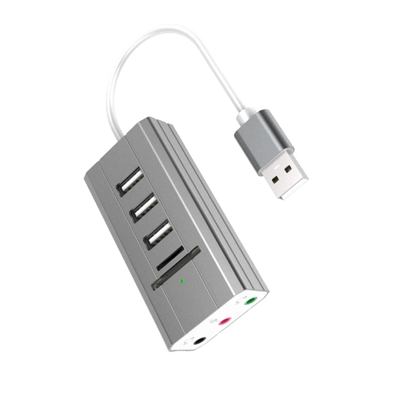 D USB 2,0 концентратор на 3 порта USB 2,0 концентратор+ наушники+ микрофонные порты Многофункциональный концентратор звуковая карта мульти порты разветвитель