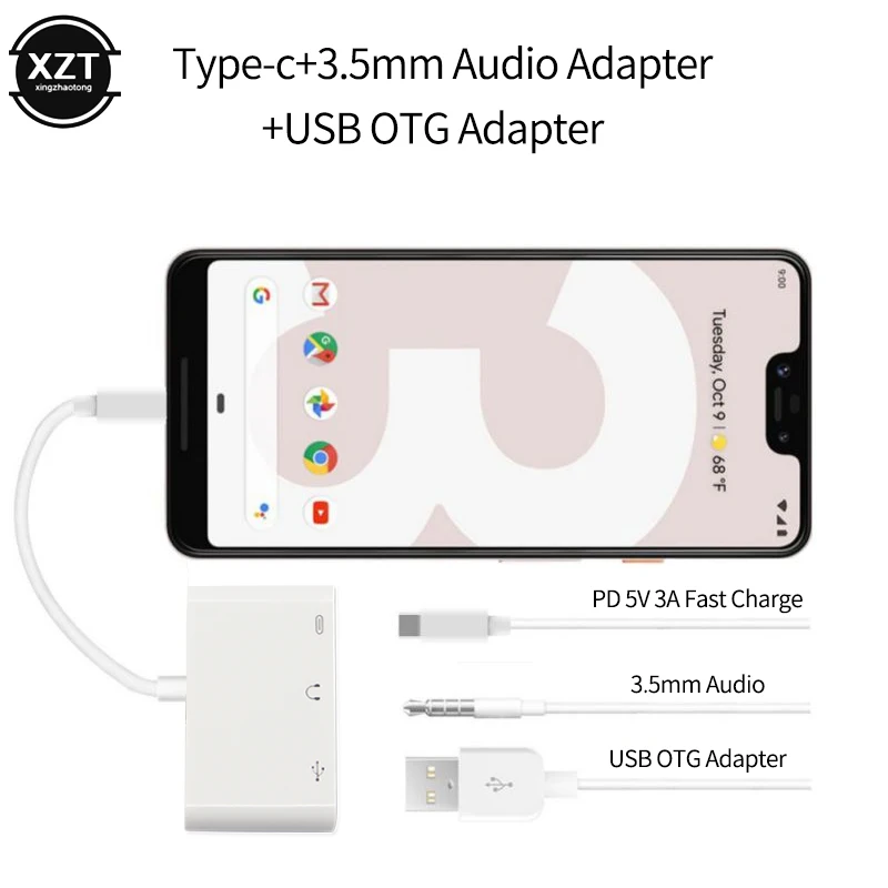 Тип-c до 3,5 мм аудио кабель+ USB OTG адаптер+ тип-c кабель для быстрой зарядки конвертер для Xiaomi LG HuaWei htc SamSung