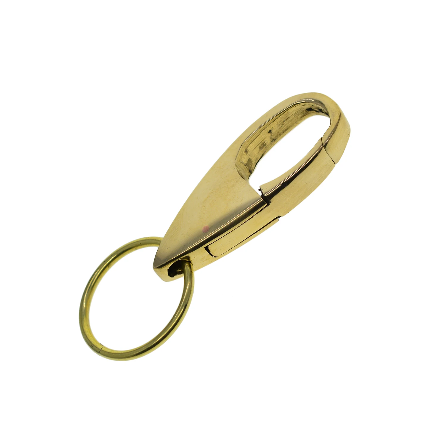 Solid Brass Easy Open Spring Snap Hook Luxury Business Car Key Holder Fob Lanyard Mirror