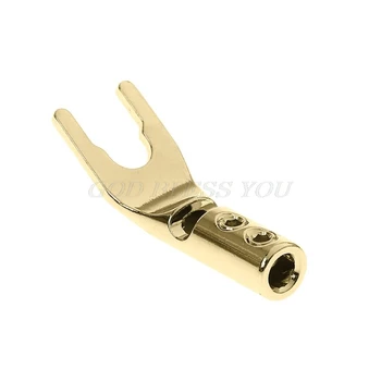 

4PCS U/Y Shaped Rhodium/Copper Plated Banana Plugs Spade Fork Speaker Audio Wire Cable Connector Accessories Drop Shipping