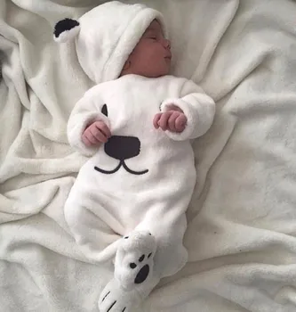 

Hat Set For Baby Boy Warm Winter Clothes Puppy animal 3 pieces Long Sleeve Fleece Bear Top Pant