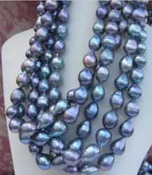 Бесплатная доставка Горячая огромный 11-13 мм Южное море черный синий барокко жемчужное ожерелье