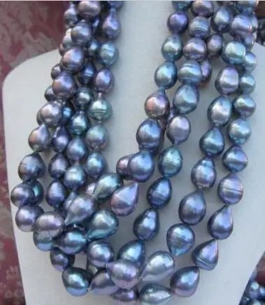 

free shipping HOT Huge 11-13mm SOUTH SEA black blue baroque pearl necklace