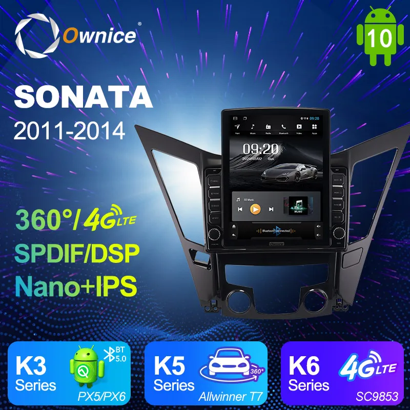 Нано Вертикальная Ownice Android 10 0 автомобильный радиоприемник 2din для Hyundai SONATA 2011 2014