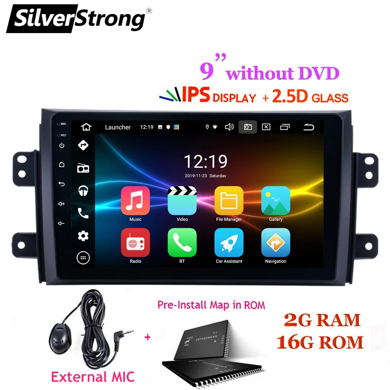 SX4-9M3-2G16G-MIC SilverStrong ips 2.5D 2Din Android10 радио автомобиля gps для SUZUKI SX4 MP4 MP3 Maruti радио для FIAT Sedici Navitel gps Navi - Цвет: SX4-9M3-2G16G-MIC