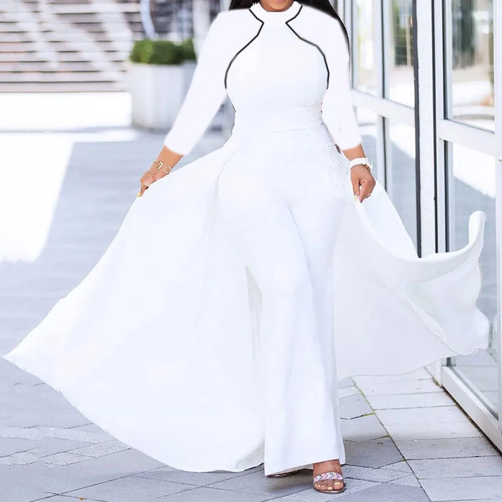 women's long sleeve white jumpsuit