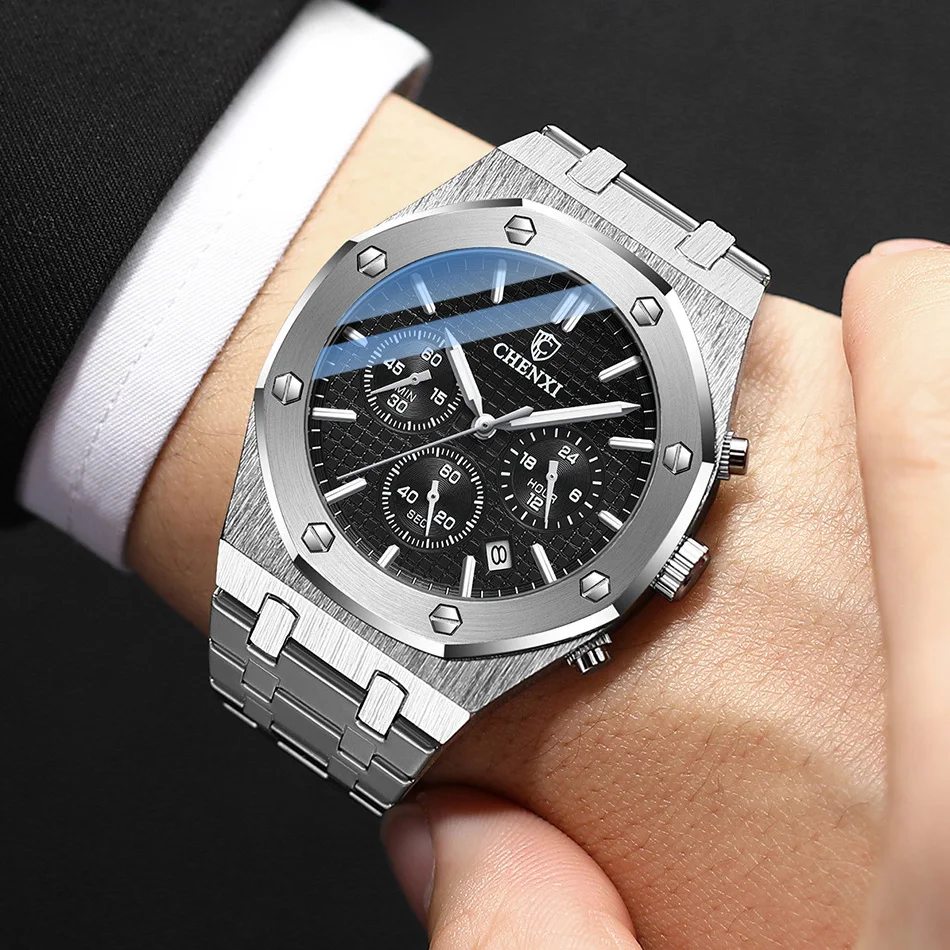 Chronograph Men Watches Stainless Steel Silver Waterproof Watch Chronograph Men Watches Stainless Steel Silver Waterproof Watch