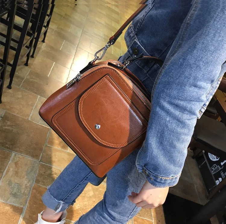 Bolso сумка на плечо однотонная кожаная модная женская в европейском и
