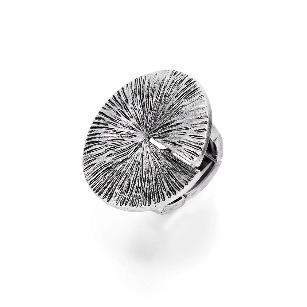 Винтажное простое Большое широкое кольцо одного размера, регулируемое кольцо из древнего серебра Ethinc для женщин, Панк преувеличенное ювелирное изделие, модный подарок