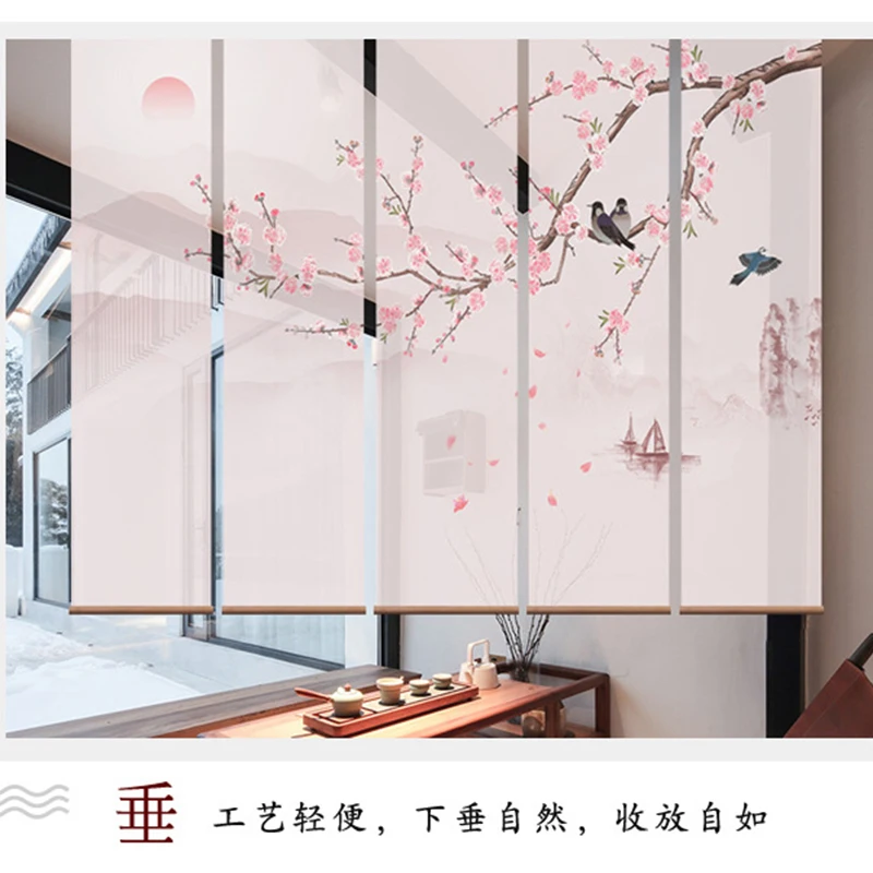 Современный китайский стиль рулон тенты 10 li peach blossom гостиная экран с разделением спальни тени