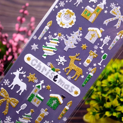 1 шт. рождественские наклейки для скрапбукинга блестящая наклейка дневник, фотоальбом украшения для самодельного изготовления карт, делая материал для скрапбукинга - Цвет: A