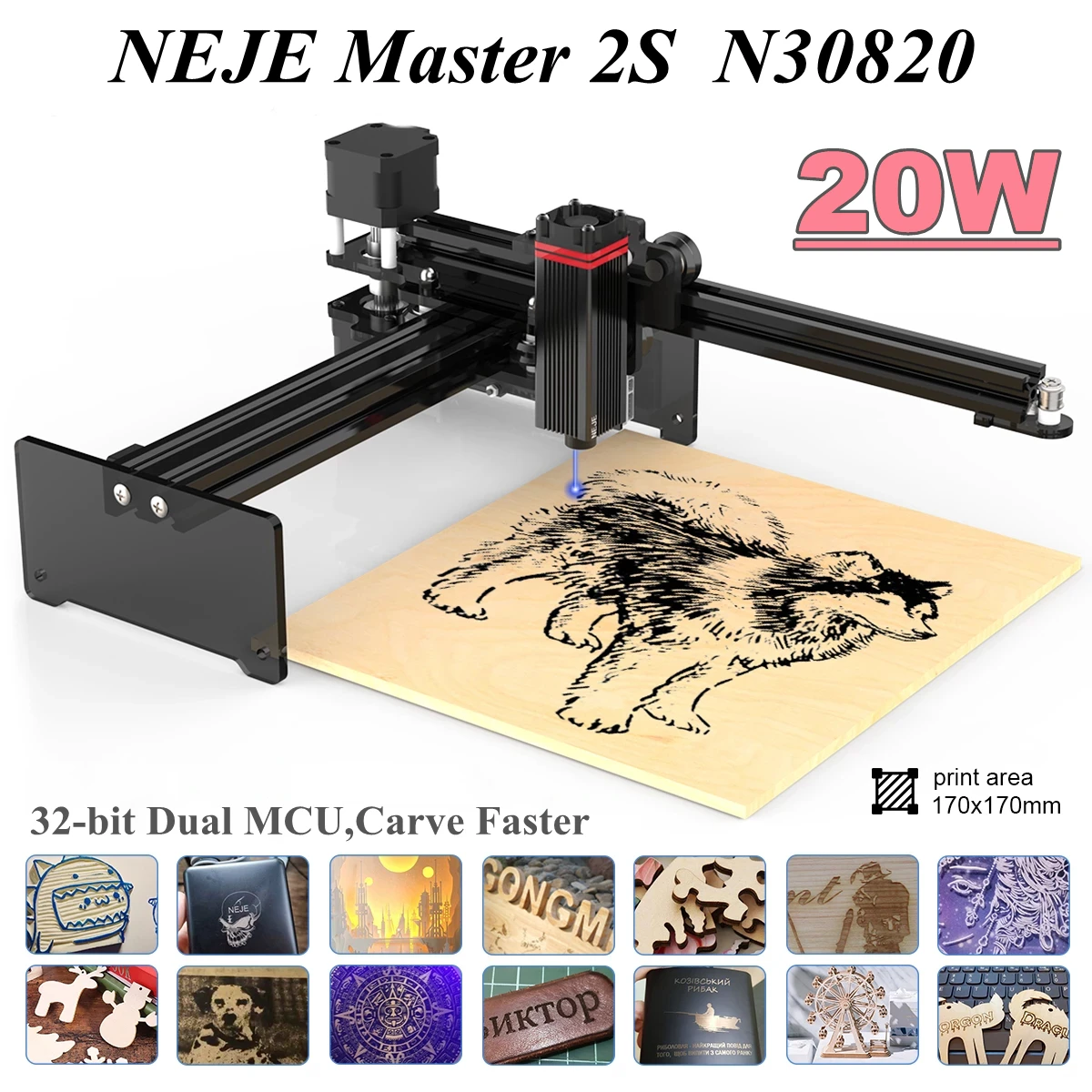 wood pellet machine NEJE 3 N30820/N30610 Laser Engraver 20W CNC Wood Engraving Machine DIY Laser Cutter with APP Control-Bluetooth-MEMS Protection portable woodworking bench Woodworking Machinery