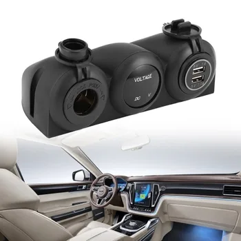 

Car Charger Dual USB Adapter Charger Waterproof 12V-24V Digital Voltmeter Cigarette Lighter Sockets Power Outlet for Car Boat