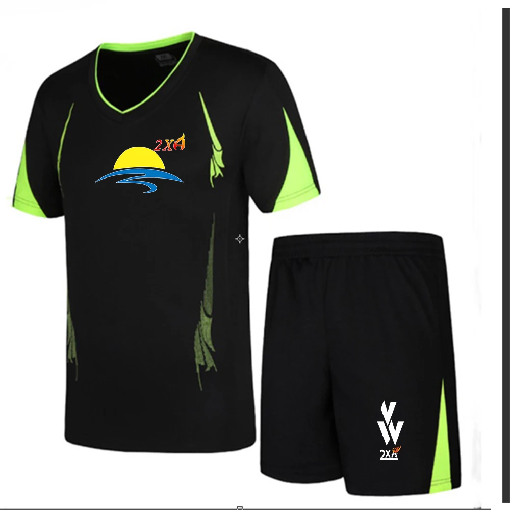 Быстросохнущие компрессионные комплекты, рубашка с коротким рукавом+ шорты, мужской комплект для бега, фитнес, короткий спортивный комплект, мужская уличная спортивная одежда - Цвет: picture color