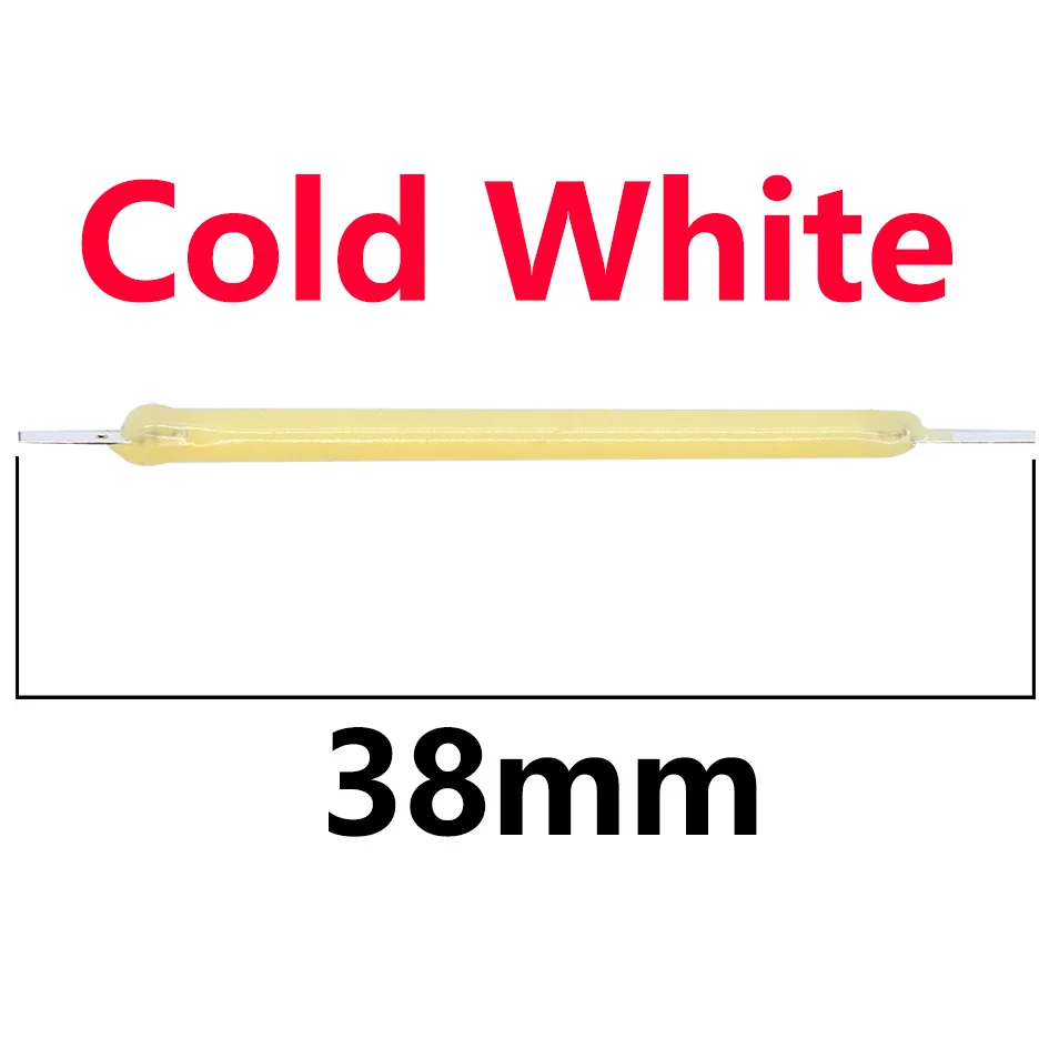 Description Picture 2 of item20PCS White Warm Red Green Blue 38mm 3V 12V 57V 80V LED Chip Incandescent Lamp Accessories Diode Flexible Filament For DIY Bulb