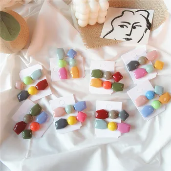 

1 Pair Sweet Romantic Colorful Irregular Geometry Duckbill Clip Fashion Personality Girl Women Hairpins Hair Accessories 7cm