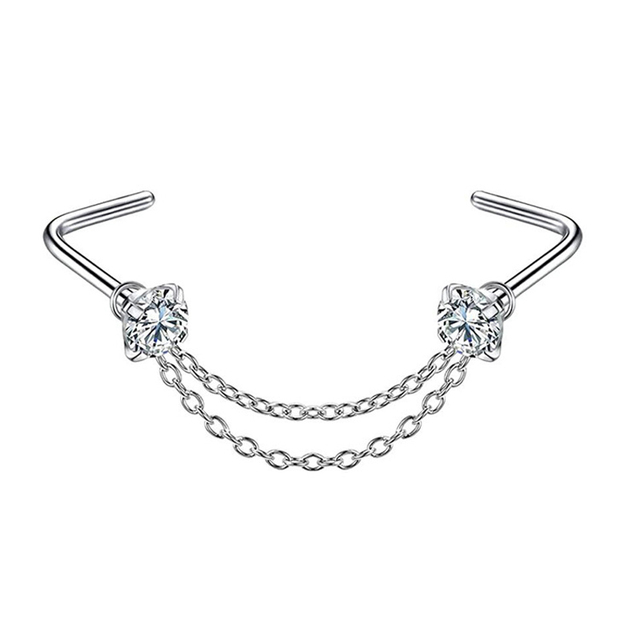 Steel Double Nose Piercing Chain Nose Chain for Woman Nostril Piercing Nose Stud Decoration Piercing Chain New