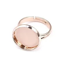 10 pçs/lote 14mm Rodada Ajustável Em Branco Base de Anel De Ajuste De Bronze Cabochon Bezel Gem Rose Banhado A Ouro Jóias Fazendo DIY ofício(China)