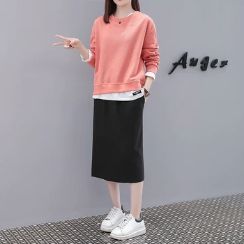 

COIGARSAM 4XL Plus Size Full Sleeve blouse women Spring Patchwork Loose blusas womens tops and blouses Orange Grey Coat