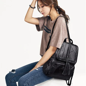 

New Fashion Multi-function Mini Backpacks Women Leather Shoulder Bag High Capacity Casual Solid Color Backpack Bags For Grils