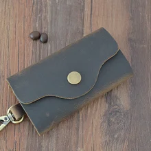 Кошелек для ключей Crazy Horse из воловьей кожи ручной работы Унисекс Винтажный держатель для ключей из натуральной кожи Модный чехол для ключей Llavero Inteligente D998