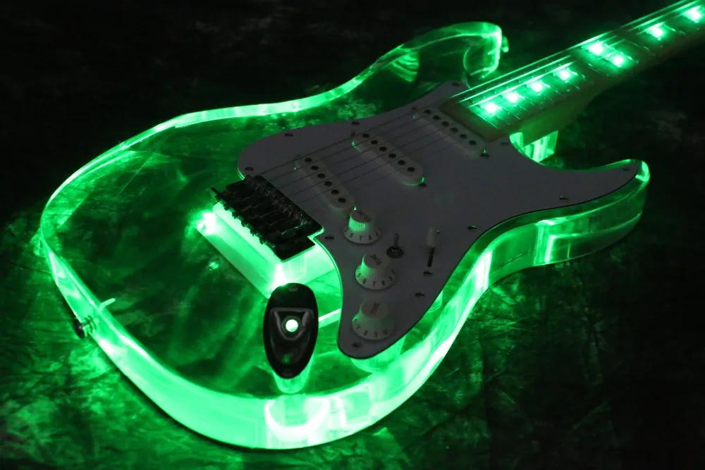 Starshine светодиодный свет электрогитара T-ED101 fr мост H-S-H пикапы акриловая гитара с отделкой кристаллами красочная гитара со светодиодами