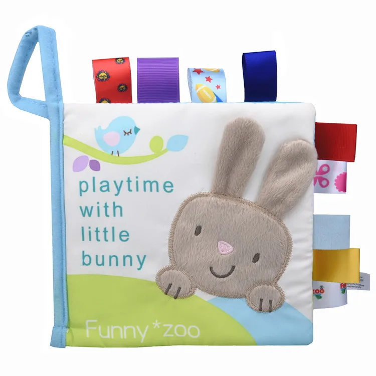 Мягкая 3D детская тканевая книга для новорожденных, для раннего обучения, тихая книга для младенцев, Когнитивная, может кусаться, для чтения, кольцо, бумага, погремушки, книга - Цвет: Rabbit Book