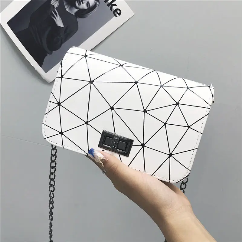 

Fashion Chain Black Purse Women Shoulder Lady Mini Crossbody Bag PU Leather Lock Flap Handbag
