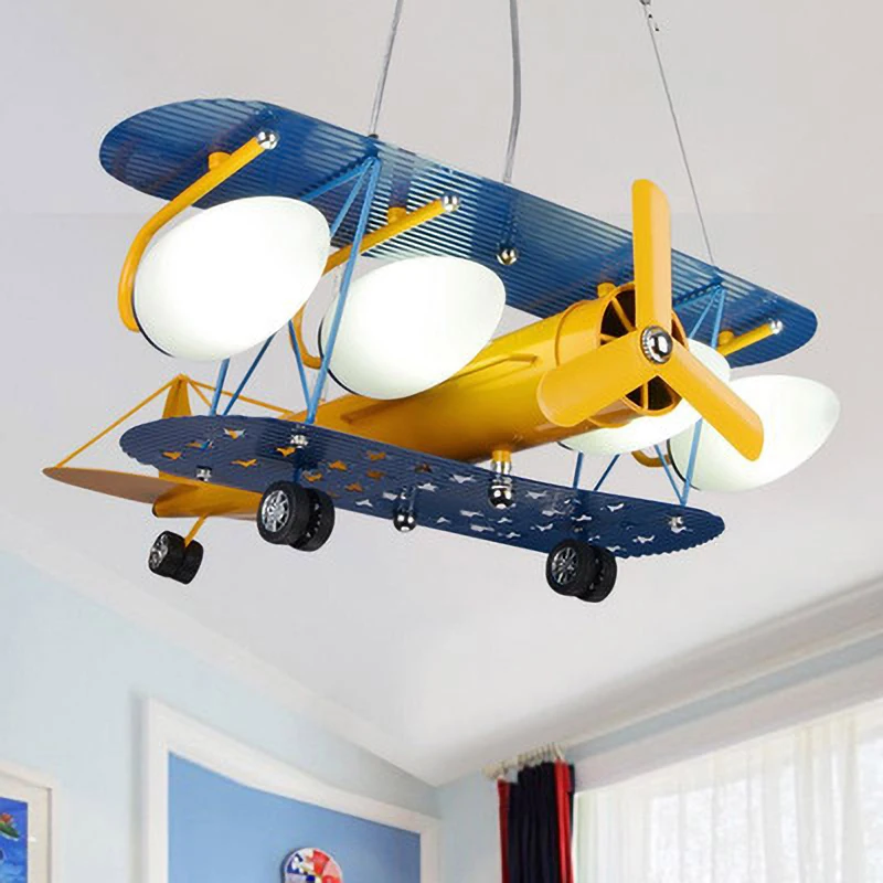 

Led Lights with Bulb Airplane chandelier children's room lighting Fixtures boy bedroom Cartoon Boys Hanging Lamp Kids Cute gift