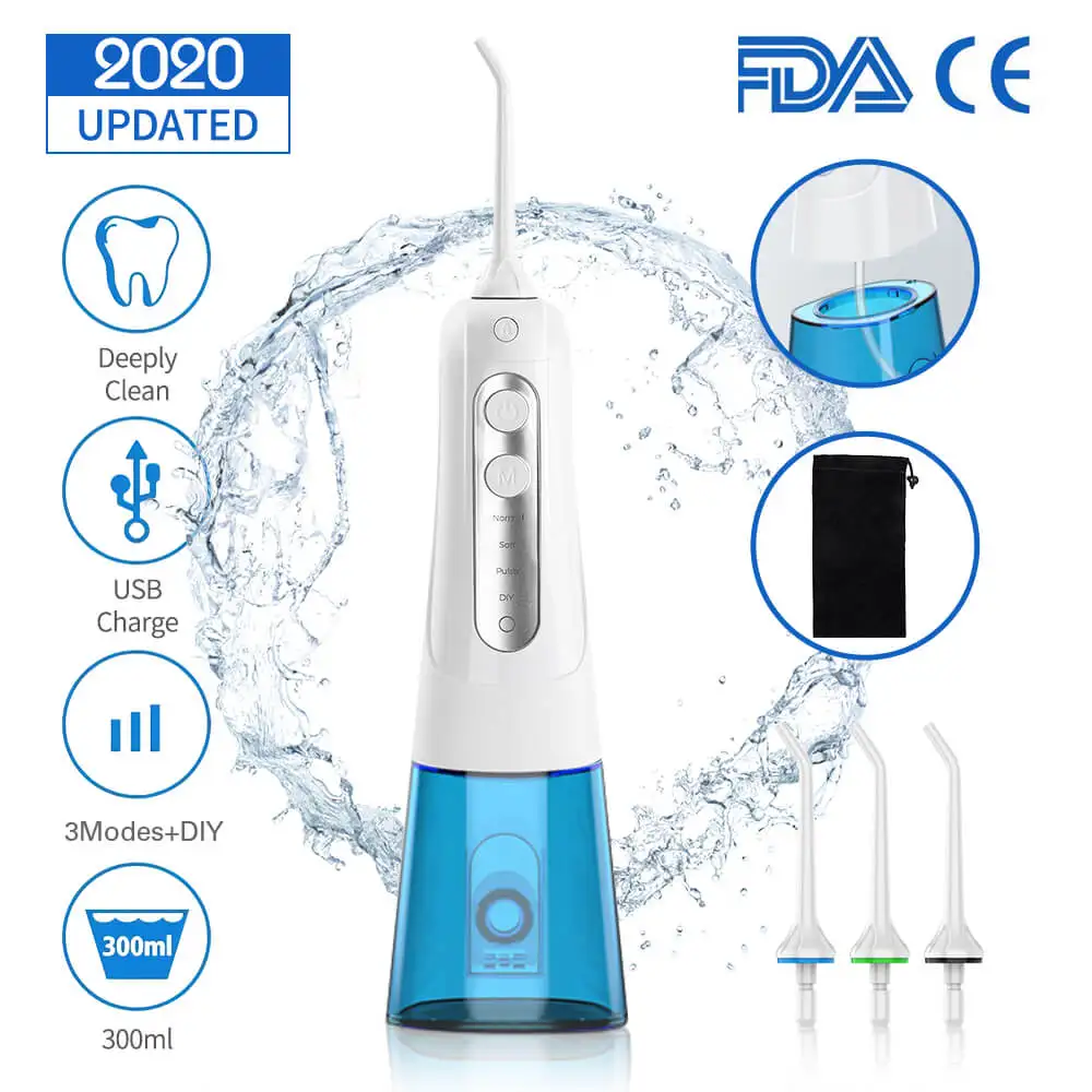 Portable USB Rechargeable Oral Irrigator Electric DIY Water Pulse Teeth Cleaner 4 Modes 300ml Water Tank IPX7 Waterproof