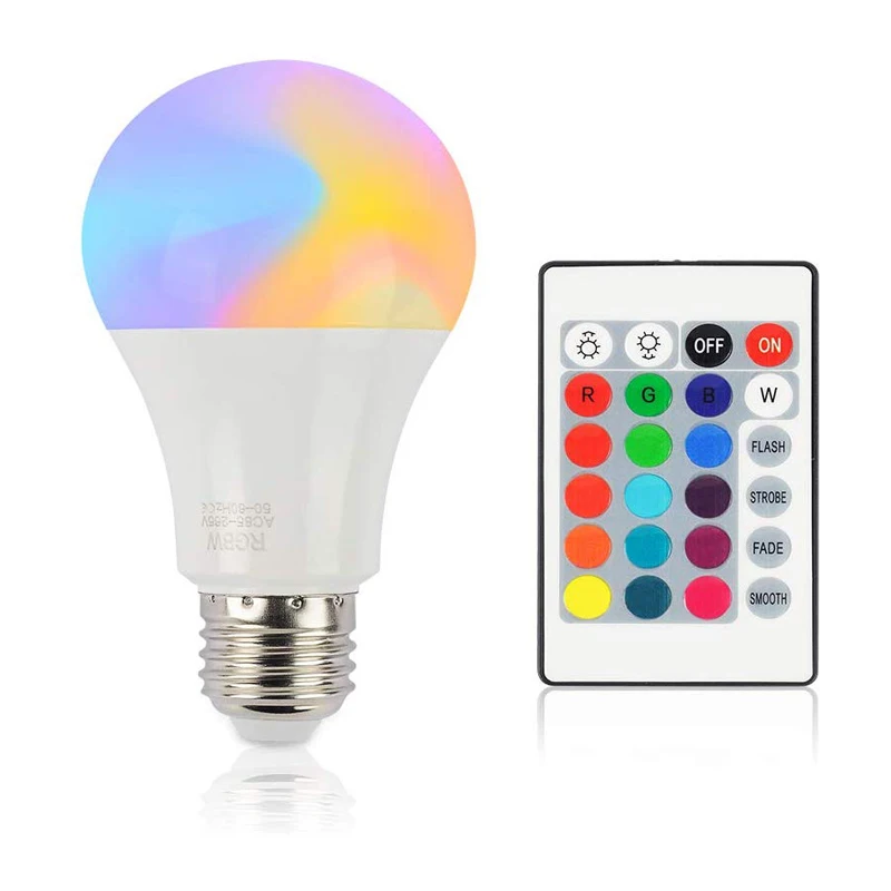 

3-5W E27 LED Bulb RGBW+ White 16 Colors Dimmable Light Bulbs Changeable with Remote Control WiFi Lamps Amazon Alexa Home Party