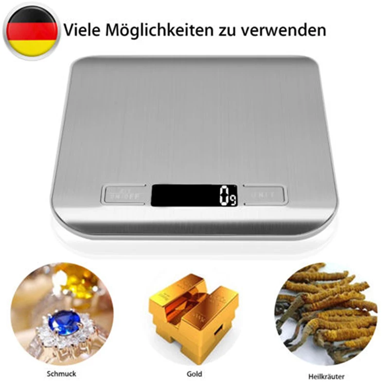 New Stainless Steel Electronic Digital Kitchen Scale High Precision Electronic Digital Jewelry Scale Digital Scale 5 Kg / 1g