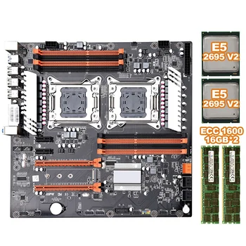 

X79 LGA2011 Dual Motherboard Support DDR3 ECC Memory SATA3.0 SATA2.0 USB3.0 NVME M.2 SSD with 2xE5 2695V2 CPU 2x16G 1600 ECC Mem