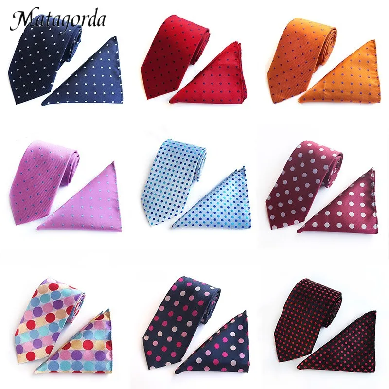 

Matagorda Man Tie Polka Dot Necktie Hanky Set Floral 8CM Tie+Handkerchief Set Corbata Pocket Square Handkerchief Wedding Tie
