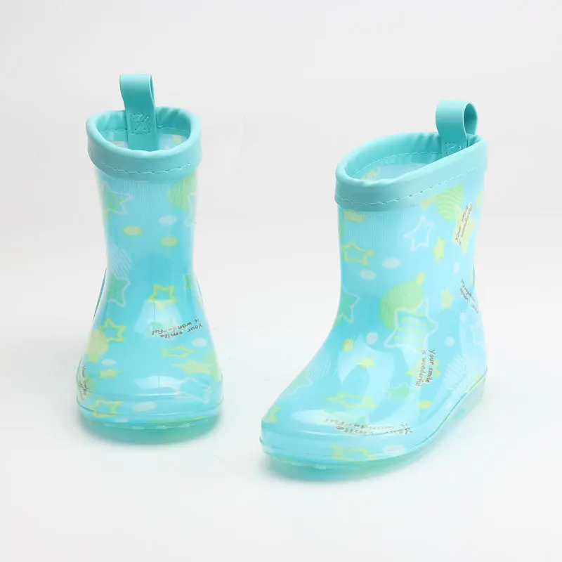 Непромокаемые сапоги с мультяшным бантом; резиновые сапоги для девочек и мальчиков; водонепроницаемая обувь из ПВХ; детская обувь с героями мультфильмов; непромокаемые сапоги; 5 цветов - Цвет: Синий