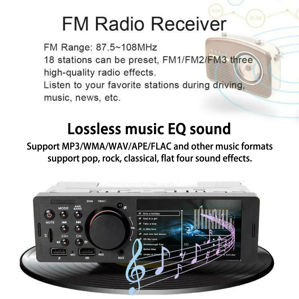 MP5 Авто медиаплеер двойной Dins USB Bluetooth аудио автомобильный Радио Multimidia MP5 12 В FM HD 4," сенсорный экран стерео